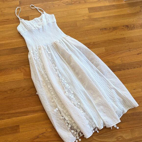 Anthropologie Maeve Sleeveless Embellished Smocked Midi Dress - Picture 6 of 10